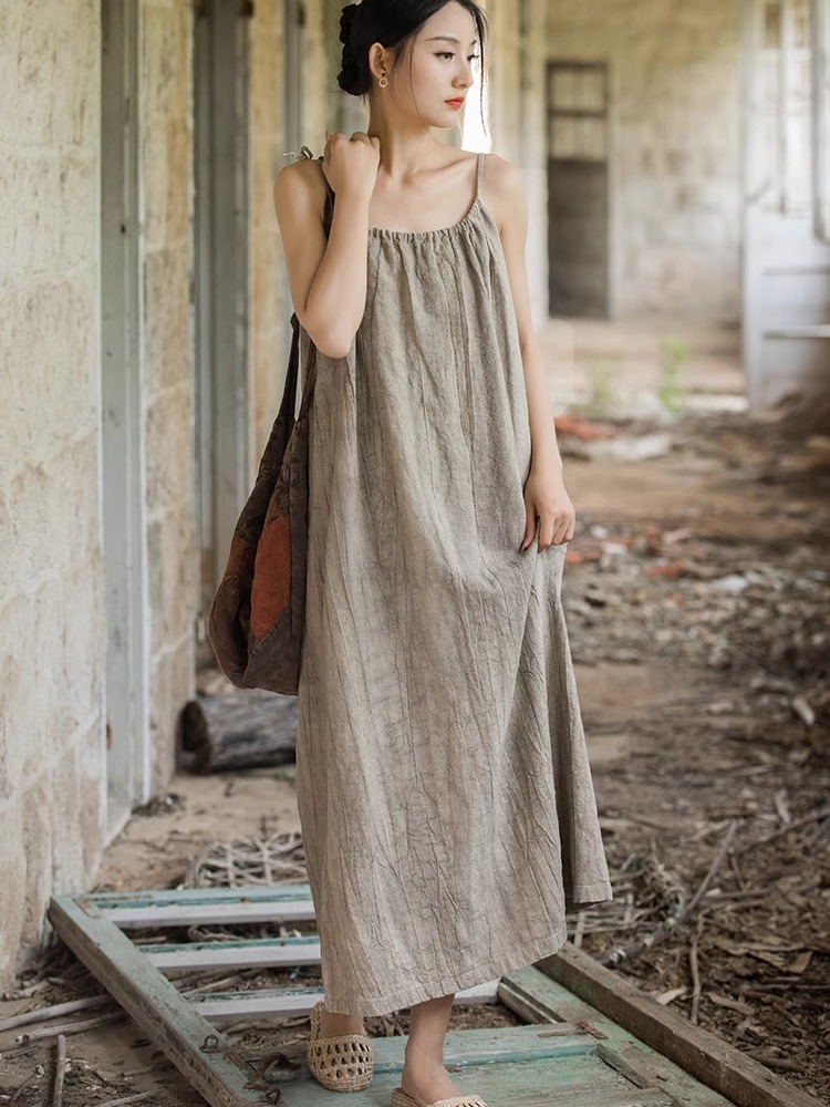 New Chinese Style High End Hem - Linen Dress Wrap recension och pris