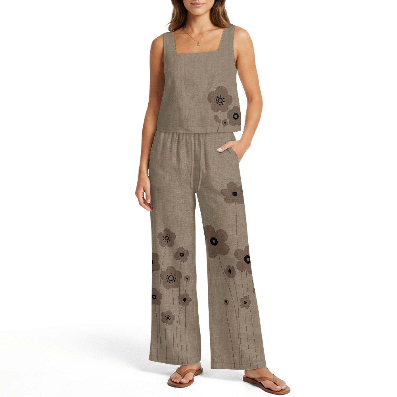 INSTANTARTS Women’s Linen Vest - Linen Pant Wide recension och pris