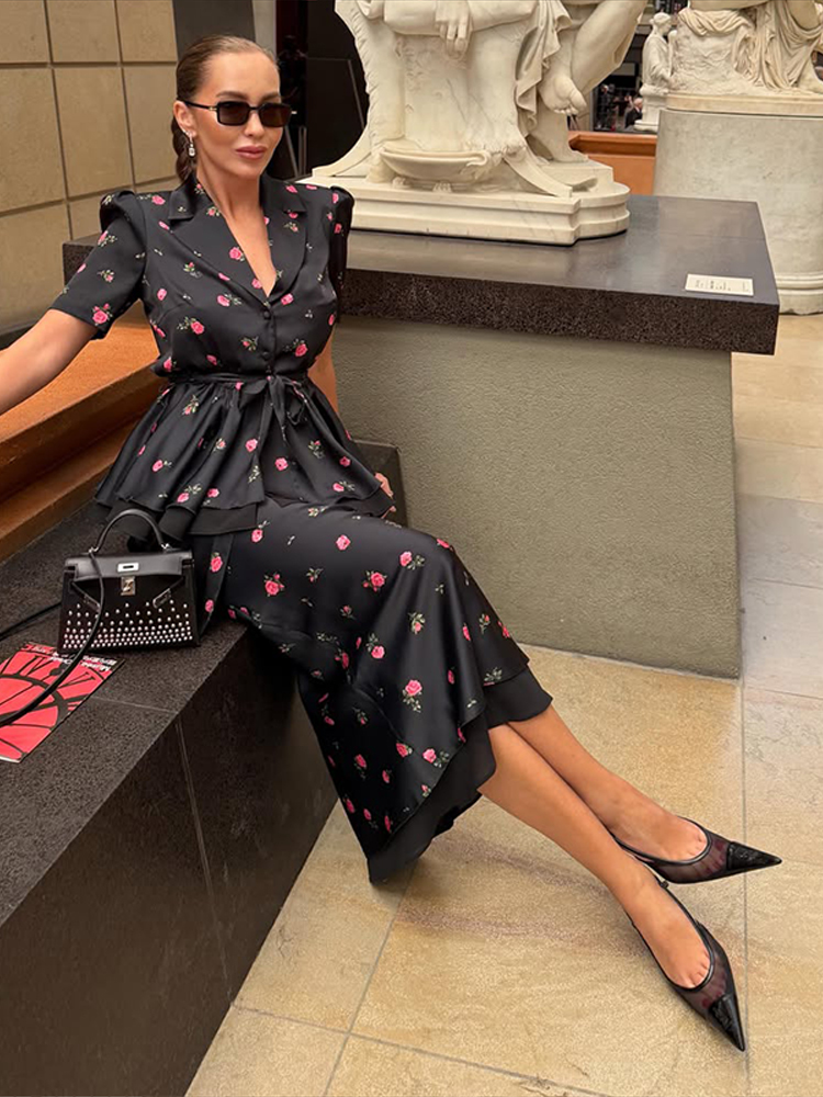 Floral Blazer Coat Skirt Sets  - Midi Skirt Floral recension och pris