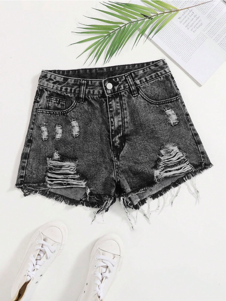 2026 New Vintage Washed Denim  - Shorts Denim Frayed recension och pris