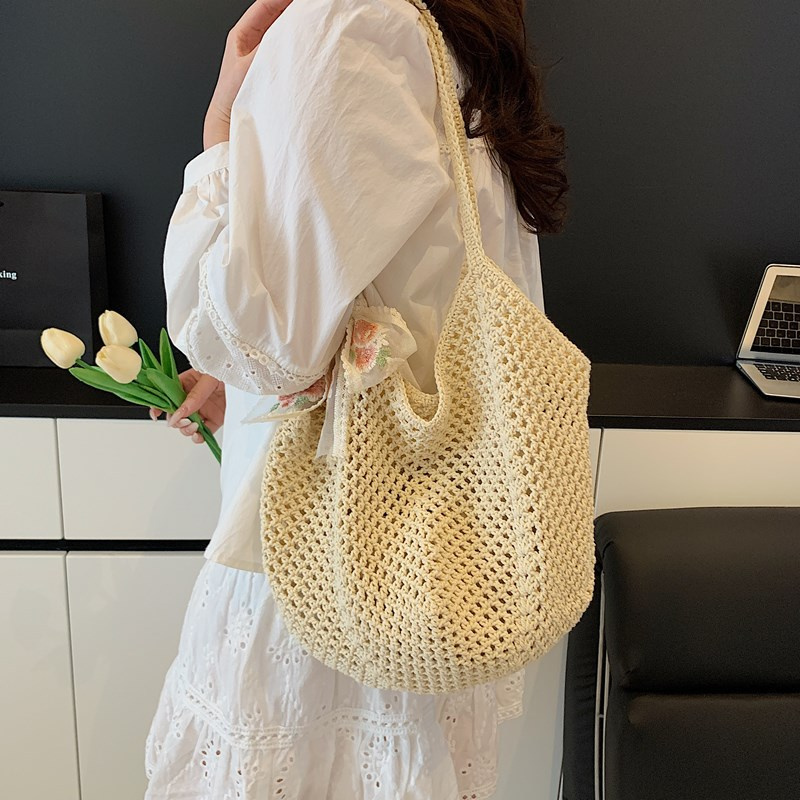 Summer Lace Bow Tote Bags Wome - Crochet Bag Raffia recension och pris