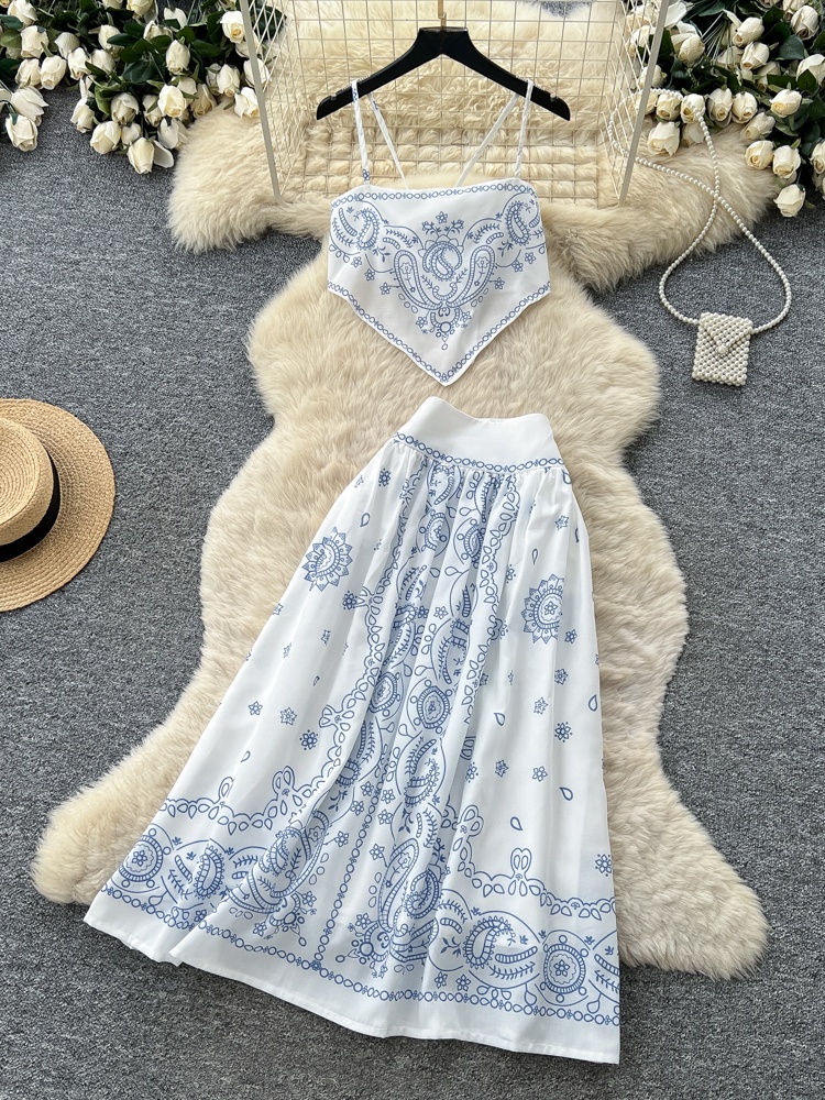 Summer Floral Embroidery Two-P - Maxi Dress Halter recension och pris