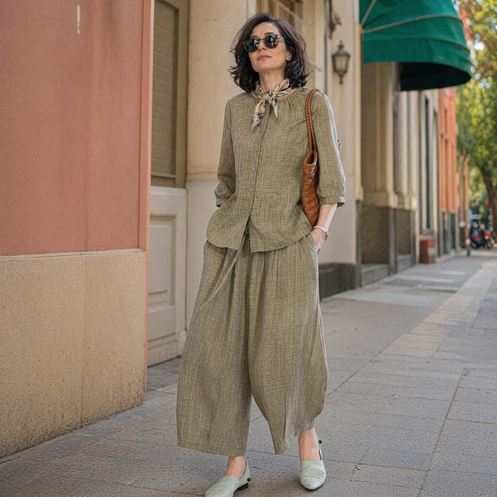 2026 Plus Size Casual Suit Wom - Linen Pant Wide recension och pris