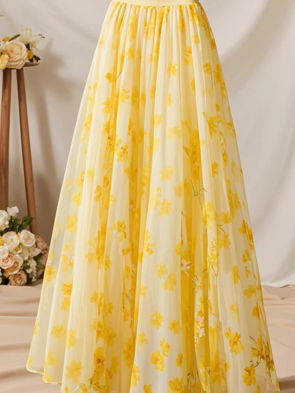 Summer 2026 High Waist Yellow  - Midi Skirt Floral recension och pris