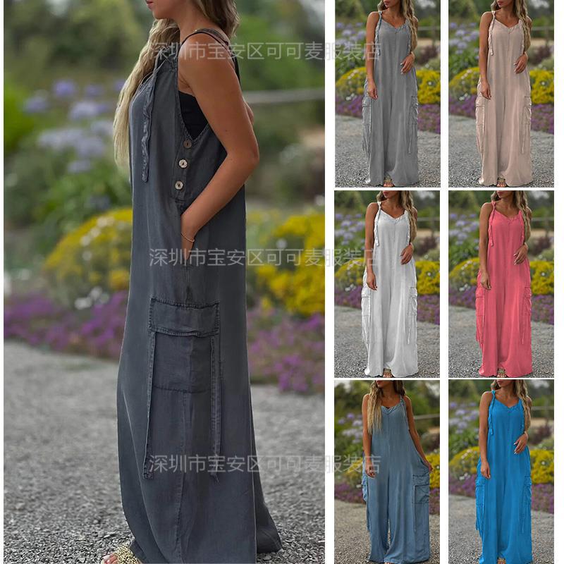 Loose Summer Jumpsuit Casual L - Jumpsuit Linen Relaxed recension och pris