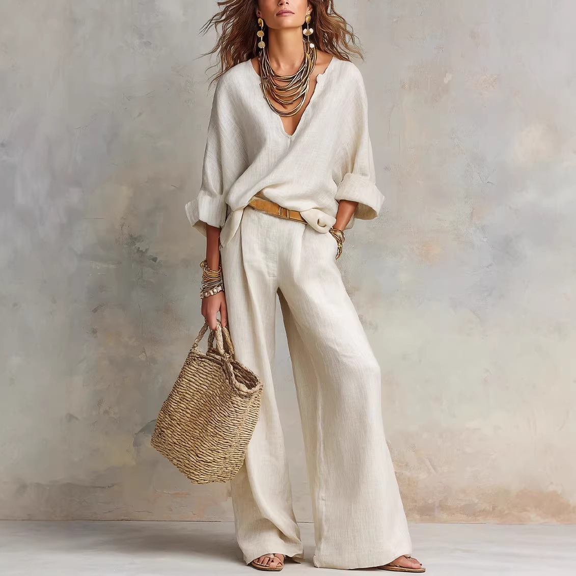 Vintage Women Simple Casual Pu - Linen Pant Wide recension och pris