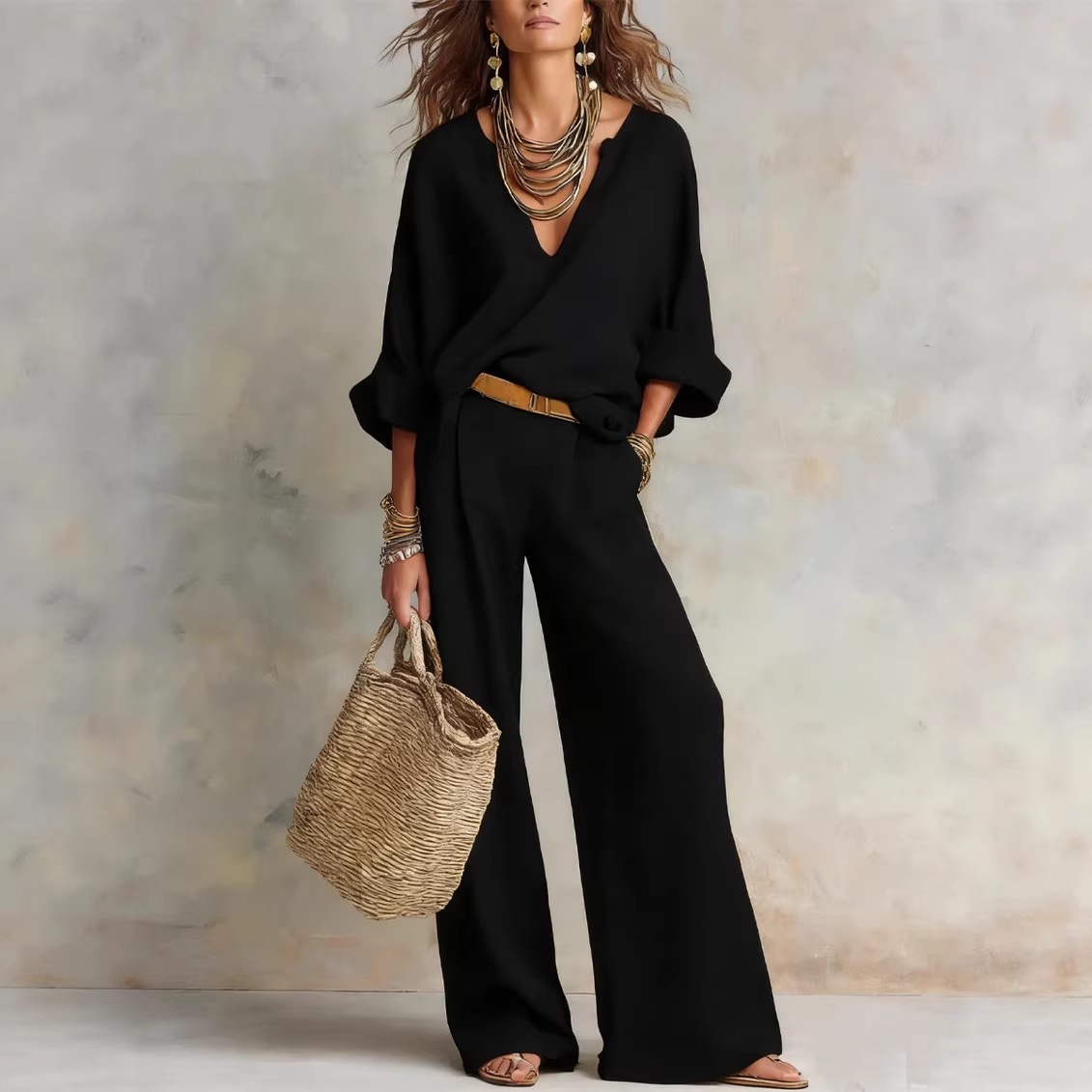 Vintage Women Simple Casual Pu - Linen Pant Wide recension och pris