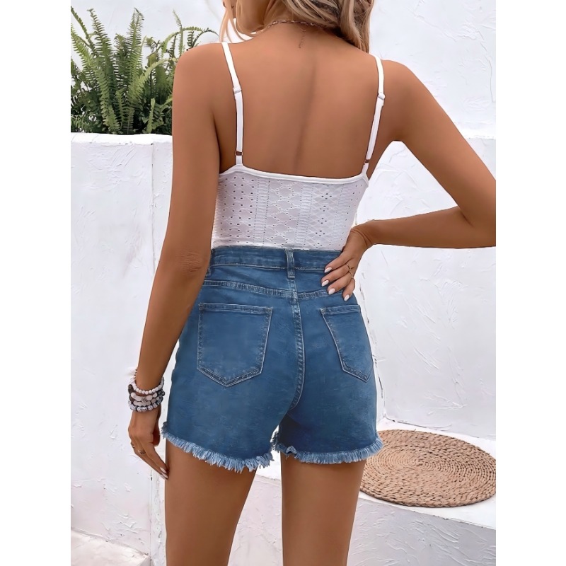 Women's High Waist Denim Short - Shorts Denim Frayed recension och pris