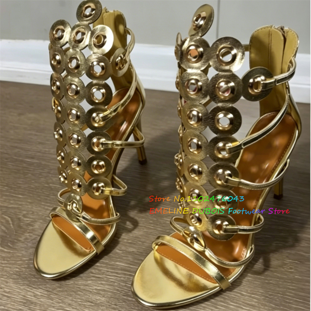 Gold Metal Circle Decor High H - Sandal Strappy Heeled recension och pris