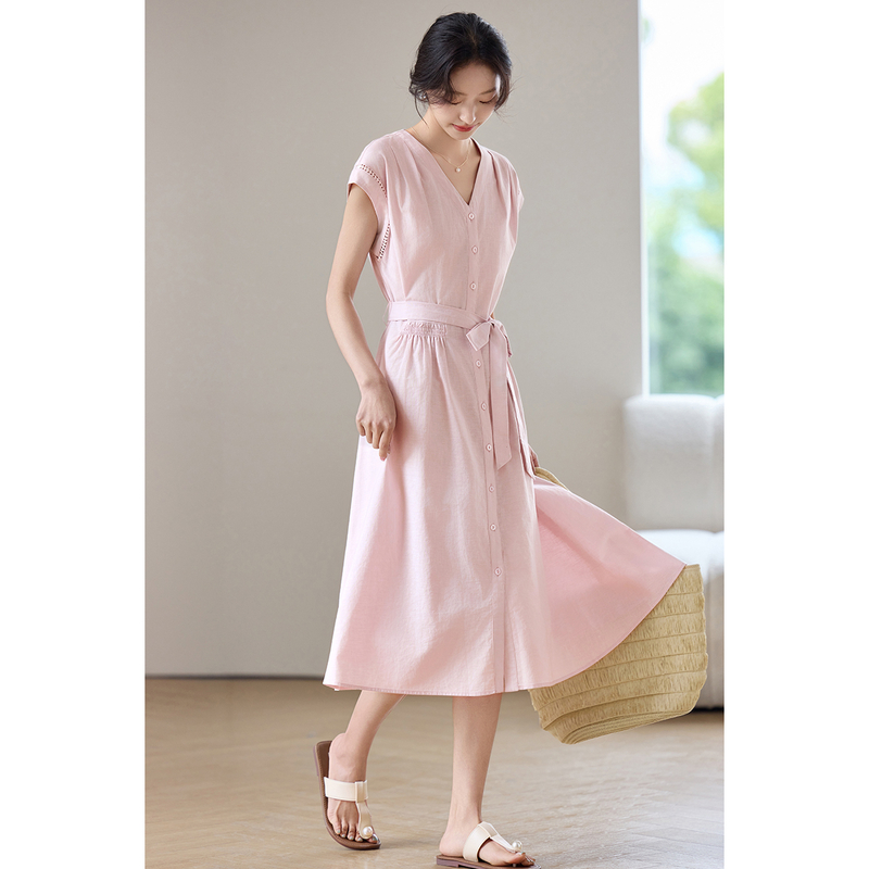SENTUBILA Women's Midi Pink Dr - Linen Dress Wrap recension och pris