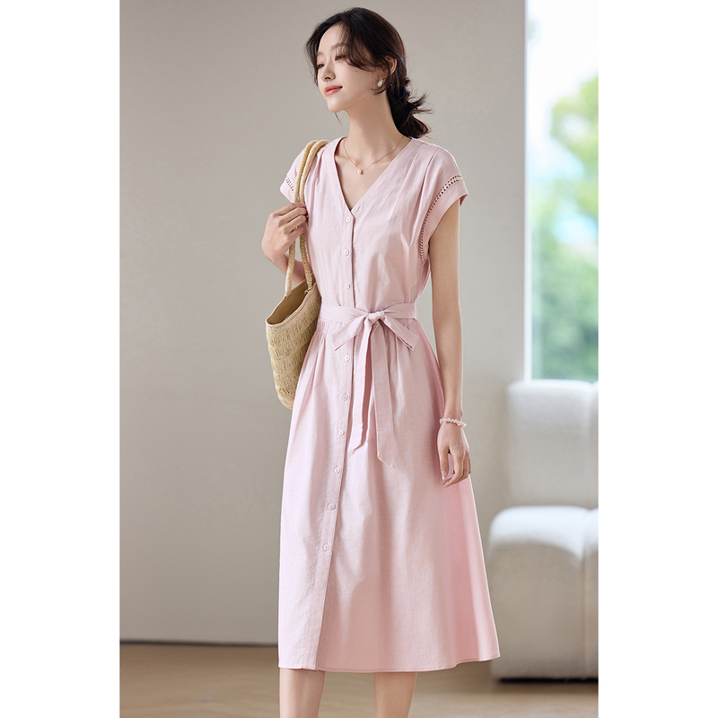 SENTUBILA Women's Midi Pink Dr - Linen Dress Wrap recension och pris