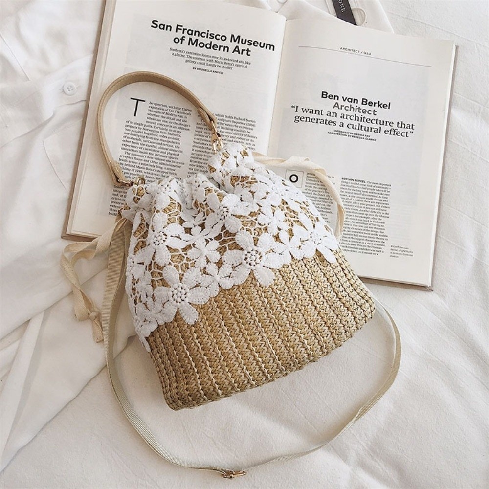 Vintage Lace Straw Shoulder Ba - Tote Bag Beach recension och pris