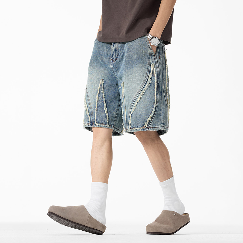Men's Baggy Denim Jorts, Raw E - Shorts Denim Frayed recension och pris
