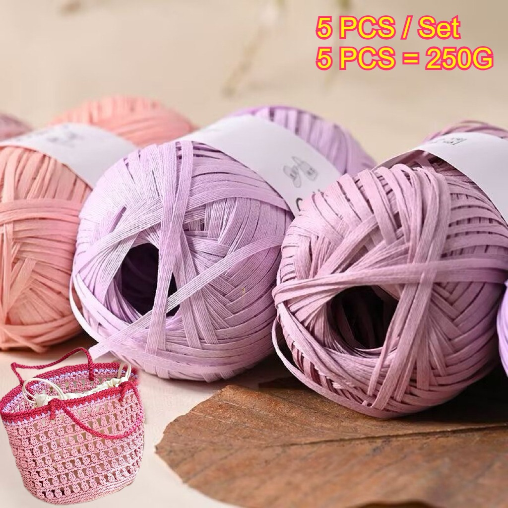 5PCS 250g Raffia Paper Rope Kn - Crochet Bag Raffia recension och pris