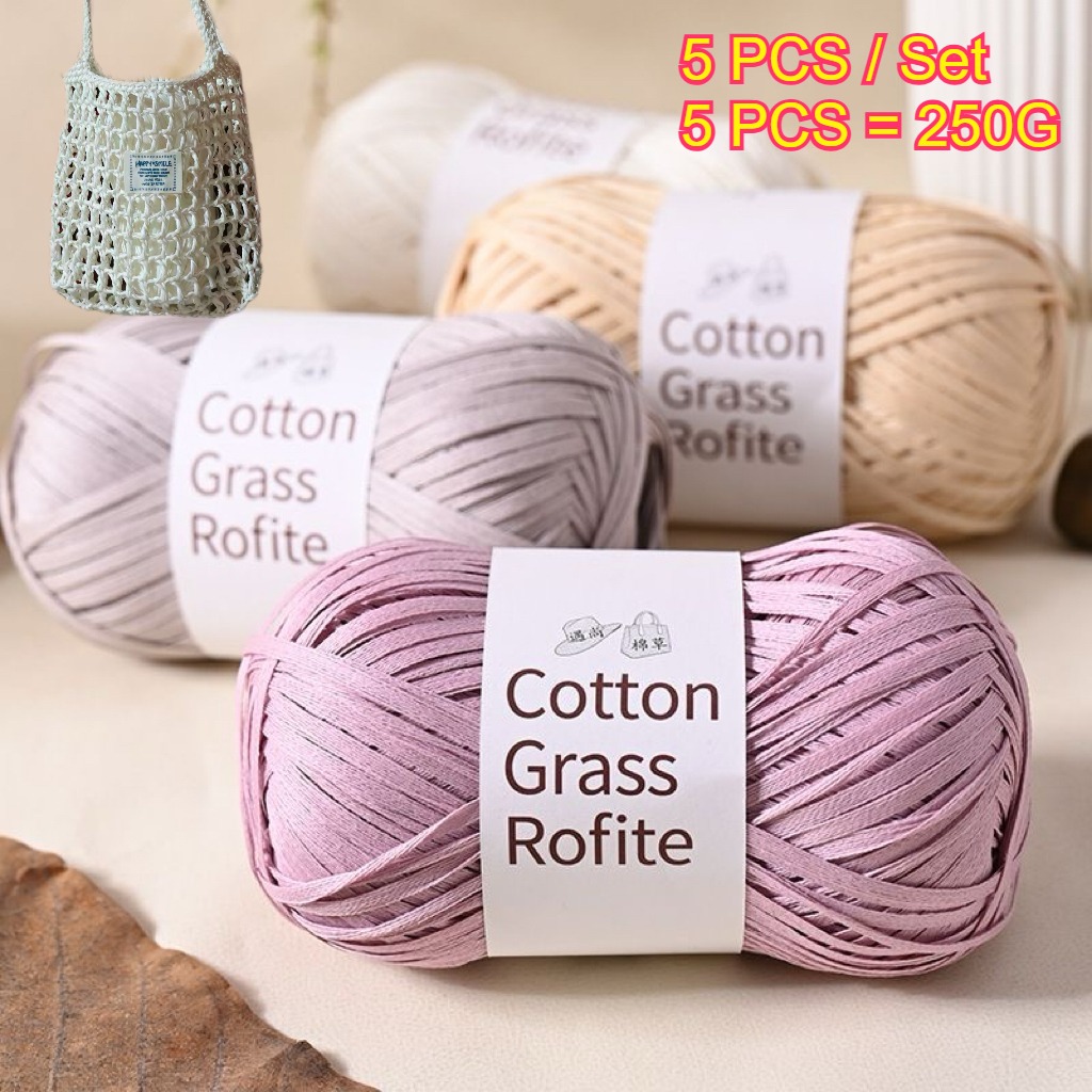 5PCS 250g Raffia Paper Rope Kn - Crochet Bag Raffia recension och pris